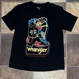 Wrangler Women’s Black Tee with Colorful Boot Graphic